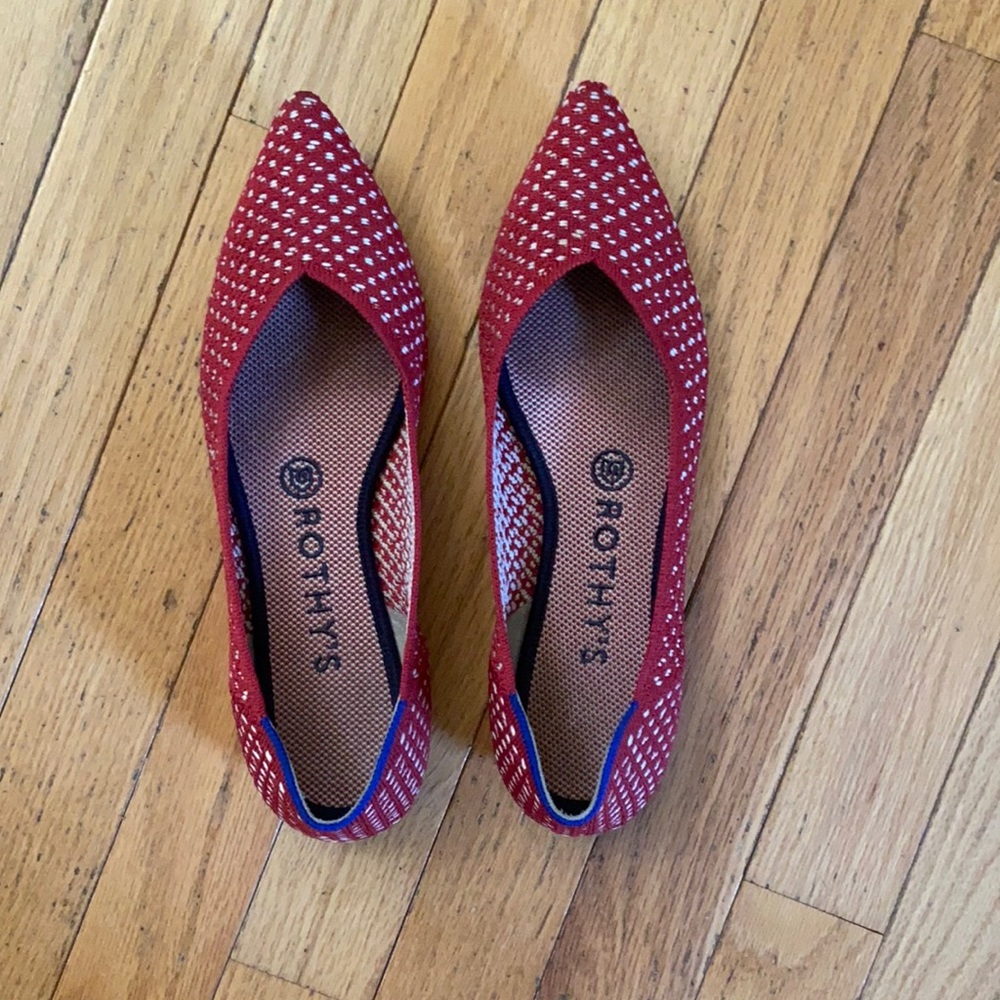 Rothy’s Red Apple Honeycomb Pointed flats